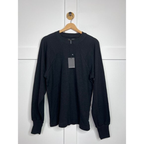 NWT Marissa Webb So Uptight Waffle Knit Long Sleeve Crewneck Black Size: Large - Picture 2 of 8